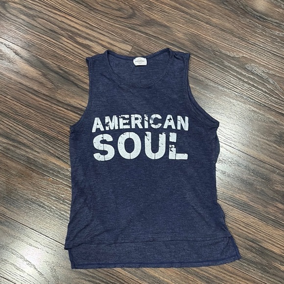 Navy Blue Graphic Tank Top by Soulcycle (size small) - Picture 1 of 4